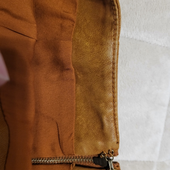Gently Preworn Chestnut Tan Faux Leather Mini Skirt by Free People Size 2 - Picture 5 of 6